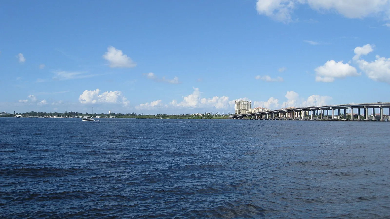 The Manatee River and the DeSoto Bridge from the Bradenton Riverwalk